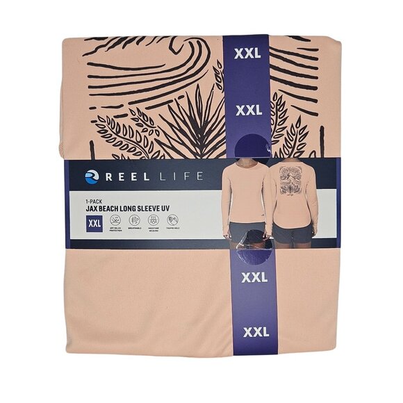 Reel Life Womens Jax Beach Long Sleeve Shirt XXL Peach UPF 50+ Moisture Wicking - Picture 2 of 7